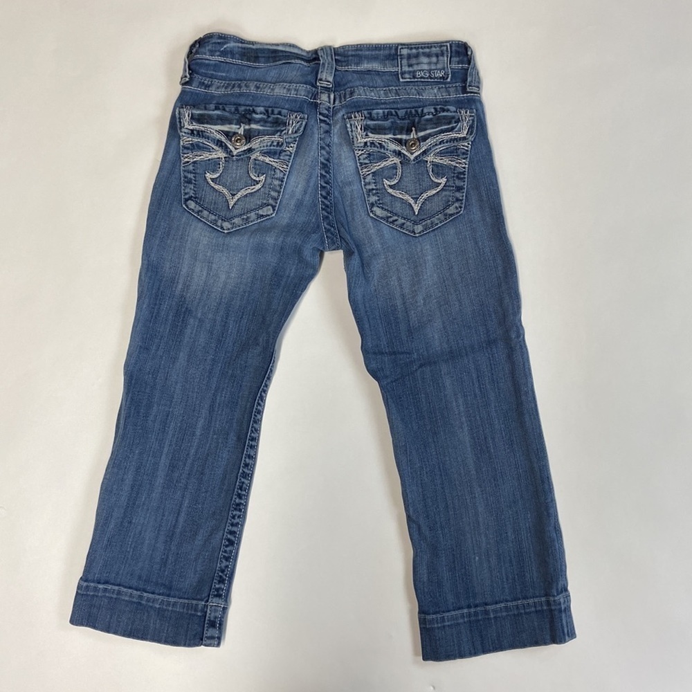 Big Star Casey Low Rise Crop Straight Leg Medium Wash Designer Jeans